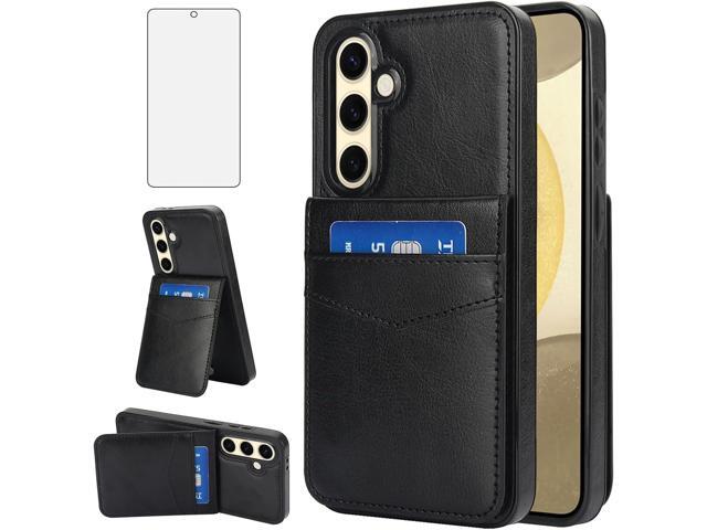SOEWIOU Phone Case for Galaxy S24 FE 5G with Tempered Glass Screen Protector and Credit Card Holder Wallet Cover Stand Leather Cell Accessories S...
