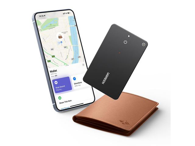 FineTrack Slim Wallet Tracker Card (iOS Only) Bluetooth Tracker Card, Work with Apple Find My Rechargeable Tracker[Apple MFi Certified]