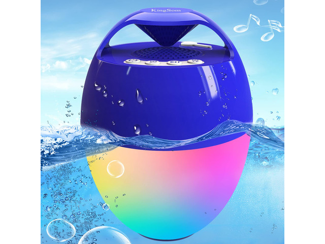 Portable Bluetooth Pool Speakers with Colorful Lights IP68 Waterproof Floating Speaker,360° Surround Stereo Sound,85ft Bluetooth Range,Hands-Free...