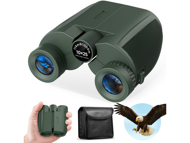10x25 Binoculars, Waterproof BAK4 FMC Lens for Bird Watching Cruise Low Light Vision, Large View, Portable Mini Binoculars for Adults & Kids,...