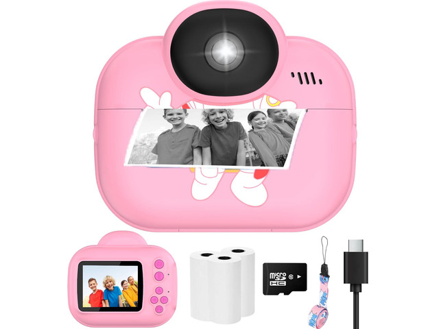 Kids Camera Instant Print Camera for Kids, Toddler Cameras for Girls, 1080P HD Digital Video Cameras, Instant Camera Toy for 4 5 6 7 8 9 10 Year...