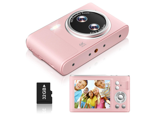 Digital Camera, 48MP FHD 1080P Point and Shoot Camera with 16x Zoom, Anti Shake Autofocus Compact Camera with 32GB Card for Kids, Beginners, Teens,...