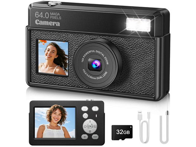 4K Digital Cameras for Photography, 64MP UHD Autofocus Suitable for Kids,Adult,Beginners, 2.8' Large Screen and 18X Digital Zoom, Portable Mini...