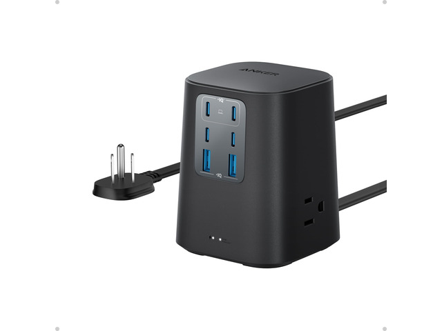 Desktop Charger, 9-in-1 Power Strip with 300J Surge Protector, 100W USB C Charger with 3 AC, 4 USB C, 2 USB A, 5ft Flat Plug Extension Cord with...