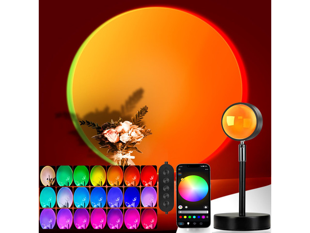 LED Sunset Lamp Projector,Multicolor Changing with USB Port,Sunset Light 180°Rotation for Room Decor,Sunset Lamp for Bedroom,Photography...
