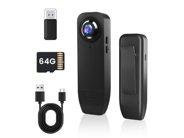 Body Camera, 1080P Mini Body Camera with 64GB microSD No WiFi Needed, Wearable Body Cam with Long Battery Life, Motion Detection Bodycam with Night...
