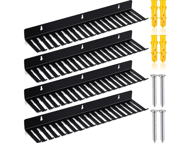 Geetery 4 Pcs Wall Mountable Cable Hanger Cord Rack Organizer Black Holder with 19 Cable Slots Width from 5.5 to 9.5mm for Cord Management Storage...