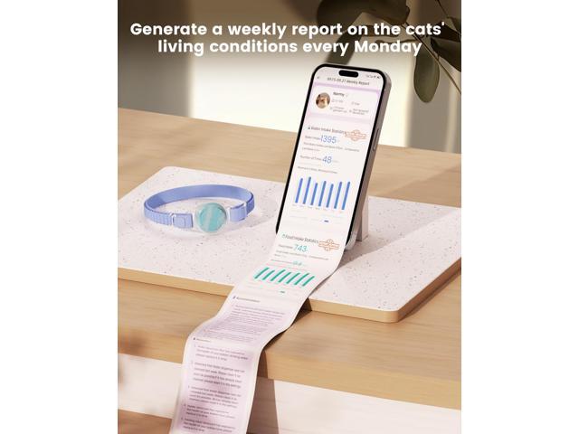 PETGUGU PF5 Pet Identifier Cat Electronic ID Card 3 Months Standby Design for Multi-pet Real-time Recording of Pet Daily Data Generate Weekly Data...