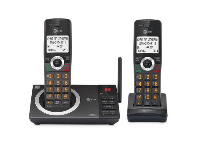 CL82218 2-Handset DECT 6.0 Cordless Phone, Charcoal Black Large Display, Big Buttons, Answering Machine, Smart Call Blocker