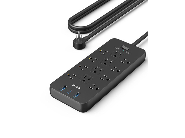 Power Strip with 2100J Surge Protector, Outlet Extender, 20W, 12 AC 5ft Extension Cord with Multiple Outlets, 1 USB C, 2 USB A, Home Office, Dorm...