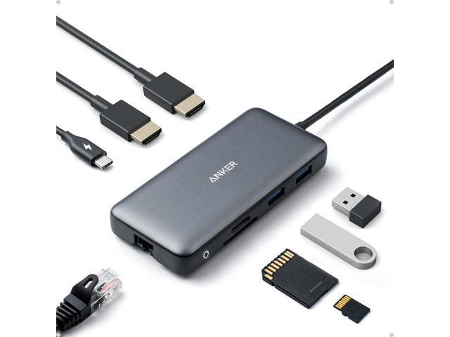 Laptop Docking Station Dual Monitor, 8-in-1 USB C Hub with 4K HDMI Dual HDMI USB C Dock, 1Gbps Ethernet, 85W Max PD, SD/TF Card Reader, for USB C...