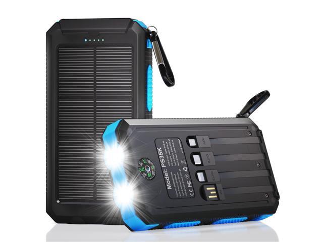 Durecopow Solar Charger Power Bank 20,000mAh, Portable Charger, 4 Cables 3 Ports Fast Charging External Battery Pack with USB C for Cell Phones,...