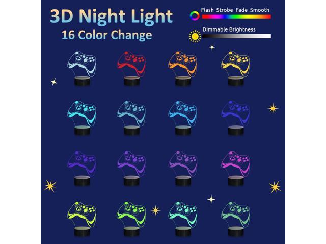 Attivolife Gamepad 3D Lamp, Hologram Illusion Controller Night Light for Kid, 16 Colors Changing & Remote Dimmer Control, Cool Boy Girl Video...