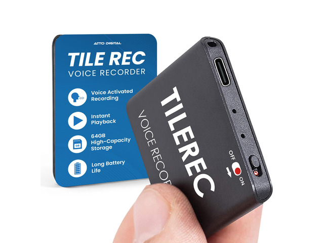 TileRec Voice Activated Recorder 1160 Hour Digital Dictaphone with Direct Playback, USB-C, Metal Body 64GB Portable Audio Recorder for Meetings &...