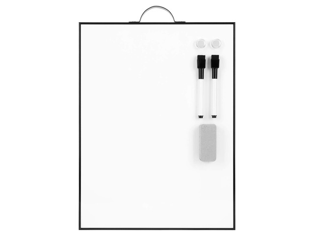 Small White Board - 16' X 12' Portable Black Aluminum Framed Whiteboard, Magnetic Dry Erase Board with a Handle, to Do List Notepad for Office,...