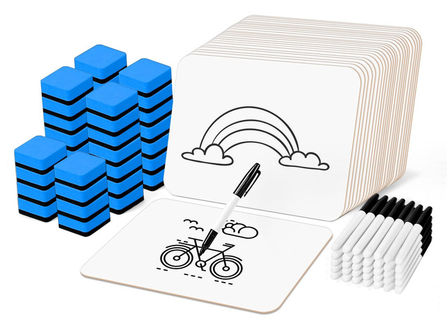 36 Pack Dry Erase Boards with 36 Erasers and 36 Markers, 12.5x 9 Double-Sided Reusable Small White Board, Smooth Writing & Wipe-Clean Design,...