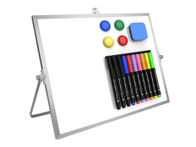 White Board with Stand, Small Dry Erase Board, 16'x12' Magnetic Whiteboard Double-Sided Dry Erase Board with Stand, Desktop Whiteboard Easel,...