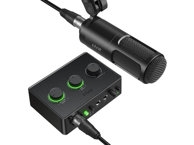 Podcast Equipment Bundle Set, Music Recording Kit with Studio Dynamic Microphone and USB Audio Mixer with XLR Mic Input, Headphone Monitoring,...