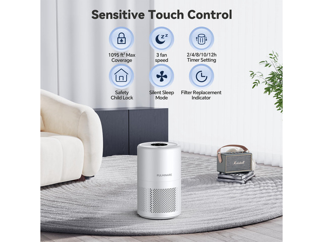 Air Purifiers for Home Bedroom 1095 Ft² Coverage HEPA Air Purifier for Large Room for Pets, Smoke, Kitchen, Office, 3 Speeds, Timer, Quiet, Auto...
