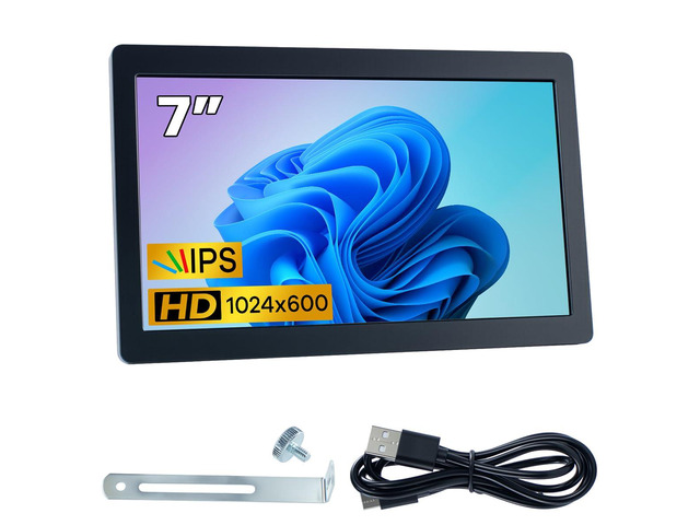 7 Inches USB C Mini Monitor 1024x600 IPS LCD Display Type C Secondary Screen for PC Laptop Windows