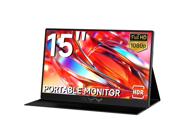 Portable Monitor for Laptop 15 Inch, FHD 1080P USB-C HDMI Travel Monitor External for Computer, Second Display HDR IPS Gaming Monitor Extender for...
