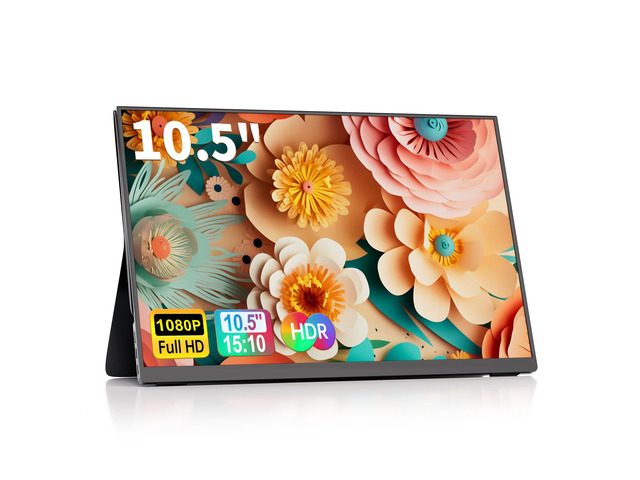 10.5' Portable Monitor 60HZ 1920x1200 FHD IPS with USB-C Mini HDMI Full-function USB-C one-cable video & power HDMI port, for laptops, phones, PS5,...