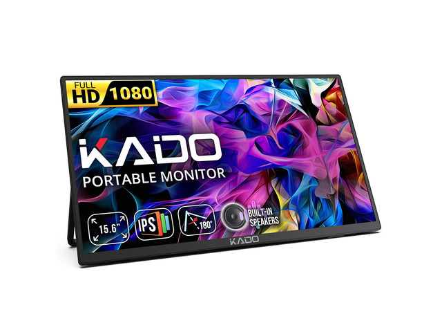 15.6-Inch 75Hz Portable Monitor, FHD 1080p USB-C mini-HDMI IPS Display 45W Reverse Charging Gaming Monitor Built-in Speakers, Second Display...