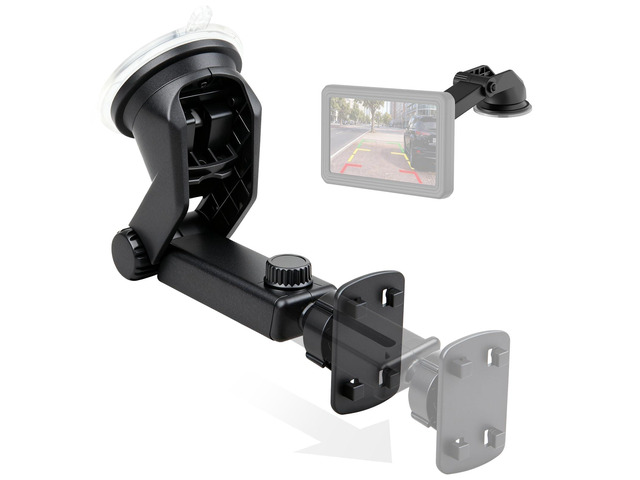 Suction Cup Mount for CarPlay Display, Backup Camera Monitor, Extended Arm with 360° Rotation, 4-Tab Bracket Replacement Dashboard Windshield...