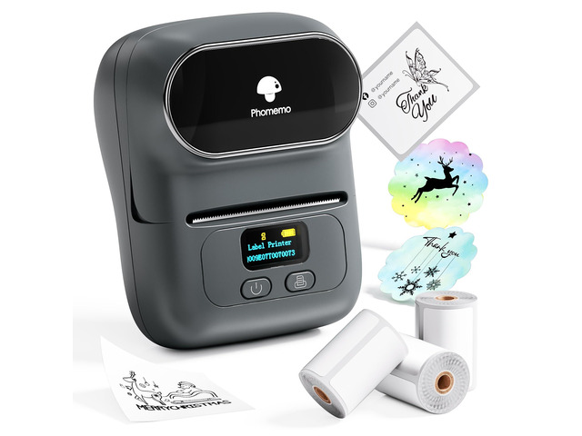 M110 Label Maker with 3 Tapes, Portable Thermal Printer, Gray APP with 6000+ Templates, 2 Inch Bluetooth Label Printer Easy to Use for Small...