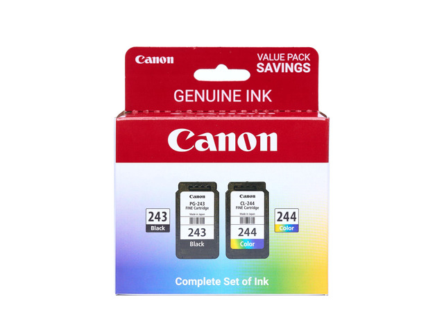 PG-243 / CL-244 Genuine Ink Value Pack (2 Cartridges), Compatible with iP2820, MX492, MG2420/2520/2920/2922/2924/3020/2522/2525,...