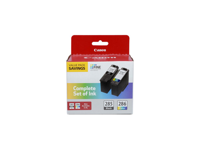 PG-285 Black/CL-286 Tri-Color Standard-Yield Ink Cartridges, Pack of 2, 6197C004