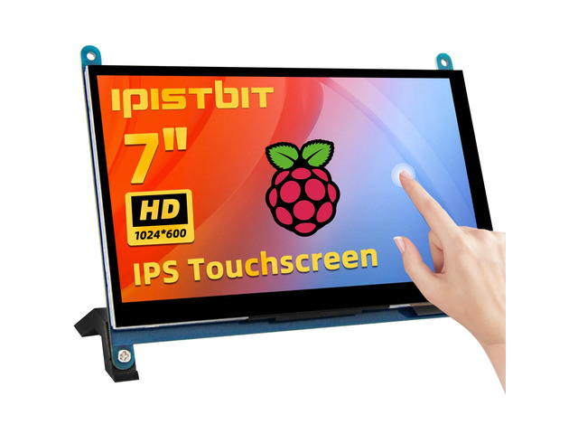 7 Inch LCD Touch Screen, 1024x600 IPS Display with Stand, HDMI Portable Monitor for Raspberry Pi 5/4B/3B+/3B/B+/Zero/400, BB Black, Windows 10 8 7,...