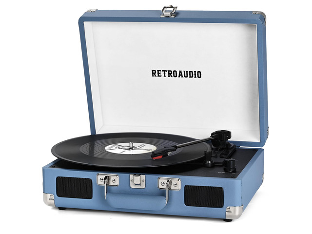 Vinyl Record Player Bluetooth Vintage Portable Suitcase Turntable with Built-in Speakers 3-Speed Belt-Driven Record Player Support RCA Output and...