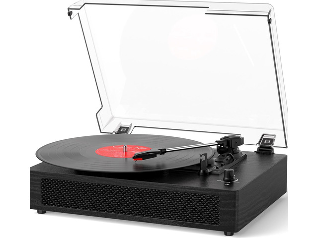 Vinyl Record Player Bluetooth Turntable with Built in Stereo Speakers Belt Drive 3 Speeds Turntables for Vinyl Records Support RCA Output, Aux in,...