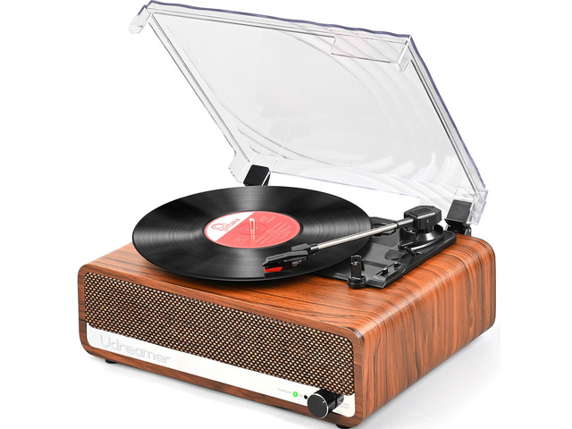 Vinyl Record Player with Speakers,3 Speed Turntable with Latest Bluetooth 5.3, Aux Input, Headphone Jack, RCA Output and Auto Stop, Mirror Vintage...