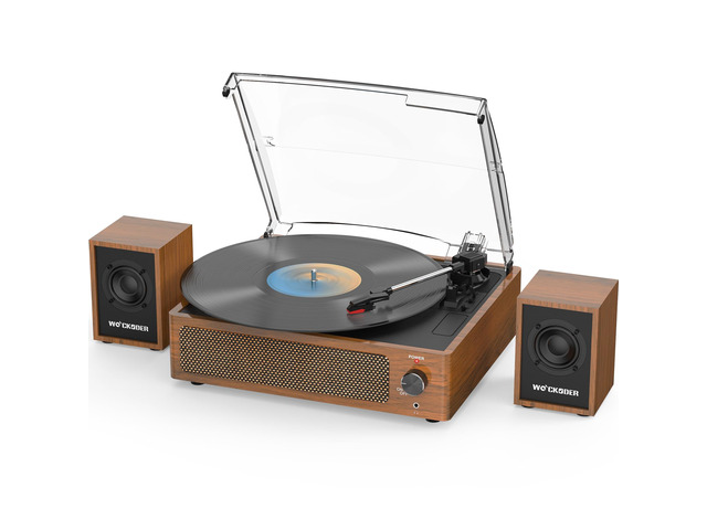 Record Player with External Bookshelf Speakers Belt-Drive Vintage Turntable for Vinyl Records Passive Dual Stereo Speakers LP Players 3 Speed...