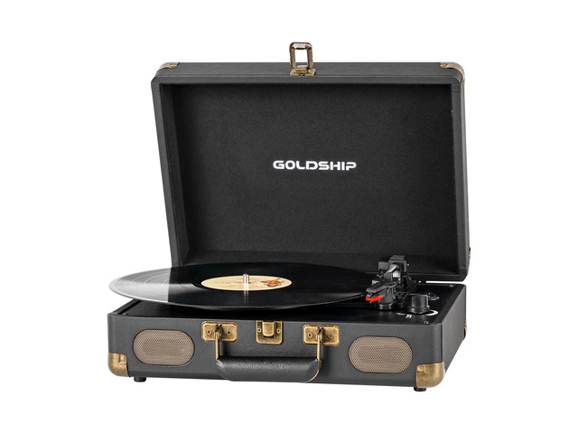 Vinyl Record Player 3-Speed Bluetooth Portable Turntable with USB Playback, Rechargeable Battery, Retro Suitcase Design, Aux in/RCA Line Out &...