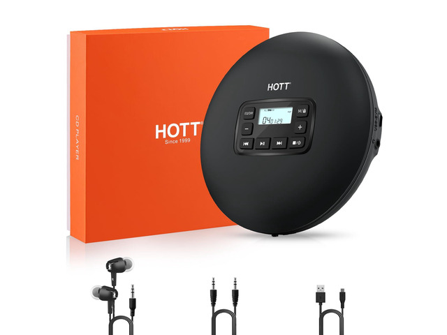 HOTT C204 Basic Portable CD Player with Anti-Skip Protection - AA Battery Powered, Compact MP3/CD-R Compatible, Headphones & AUX Output for Car,...