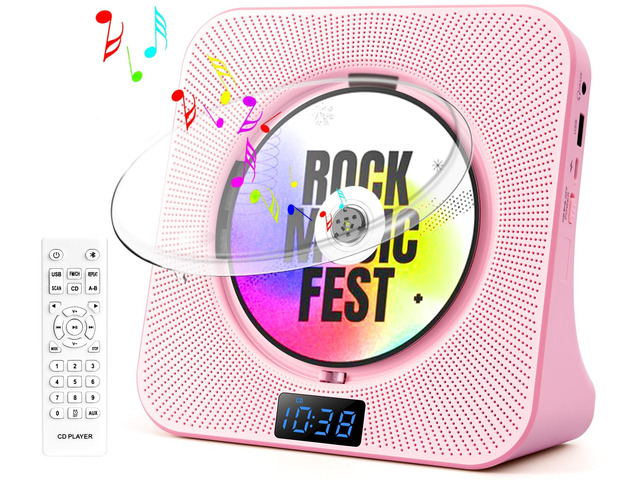 Portable CD Player with Bluetooth, Hi-Fi Speakers & FM Radio Bluetooth transmitter & receiver, kpop compact CD player for kids & seniors, Hi-Fi...