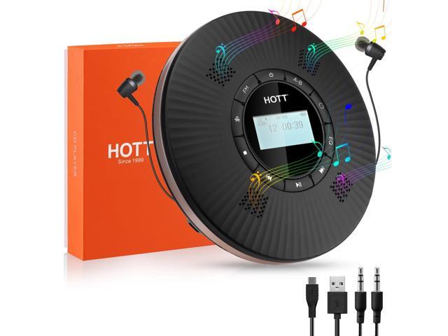 HOTT Portable CD Player Built-in 4 Speakers Bluetooth 5.3 Anti Skip CD Player,FM Transmitter,A-B Repeat AUX Cable Rechargeable 1800mAh Small CD...