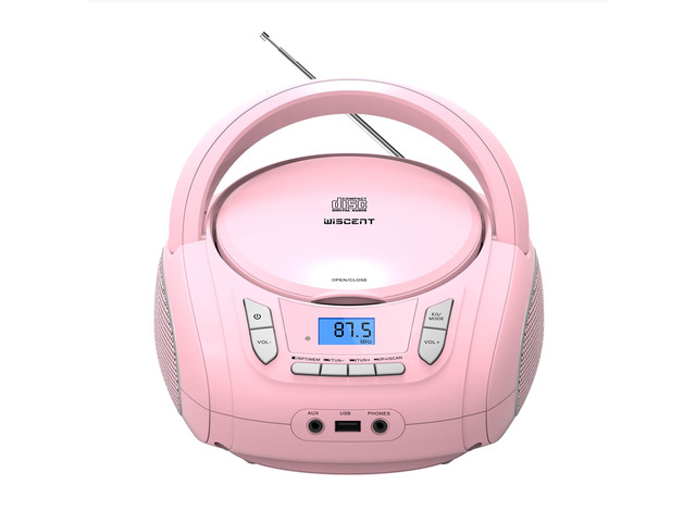 Portable CD Player Boombox with Bluetooth,FM Radio,USB MP3 Playback,AUX-in,Headphone Jack,CD-R/RW and MP3 CDs Compatible,Small CD Player for Home...