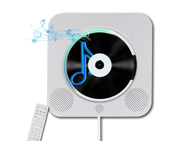 Portable Wall Mounted CD Player with Bluetooth, Mountable CD Music Player Built-in HiFi Speakers, Home Audio Boombox with Remote Control, FM Radio,...