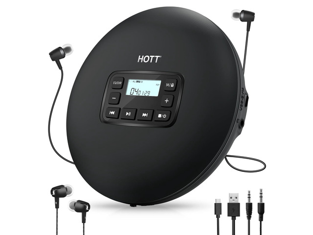 C204 Basic Portable CD Player with Anti-Skip Protection - AA Battery Powered, Compact CD Players MP3/CD-R Compatible, Built-in Headphones & AUX...