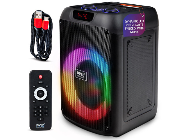 100W Bluetooth Karaoke PA Speaker with 8 Inch Woofer, Echo Bass and Treble Control, USB SD Card FM Radio, Mic Input, LED Lights for Home Events and...
