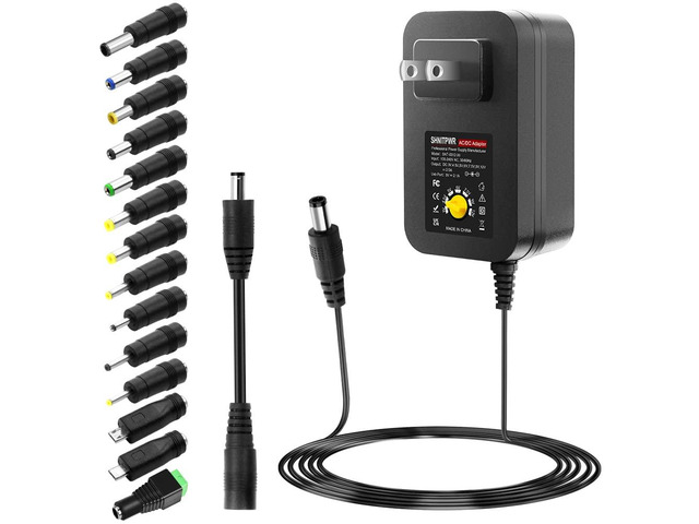 30W Universal Power Supply 3V 4.5V 5V 6V 7.5V 9V 12V Adjustable Variable AC/DC Adapter with 5V 2.1A USB Port, 100V-240V AC to DC 3V~12V Converter...