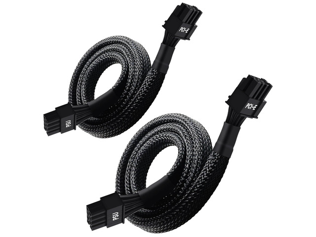 (2-Pack) 8 Pin PCIe Cable for Seasonic PSUs, PCIe 8 Pin Male to PCIe (6+2) Male Power Adapter Sleeved 25-inch (63cm)