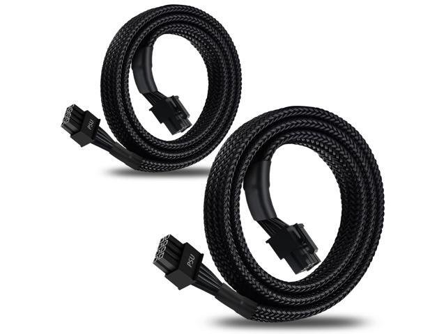 2-Pack 8 Pin PCIe Cable for EVGA Power Supply, PCIe 8 Pin Male to (6+2) Male PCI Express Power Adapter Sleeved 25-inch (63cm)