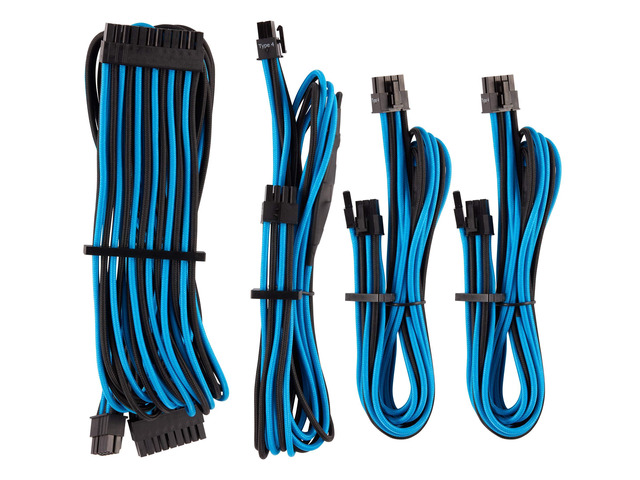 Premium Individually Sleeved PSU Cables Starter Kit Blue/Black, for PSUs