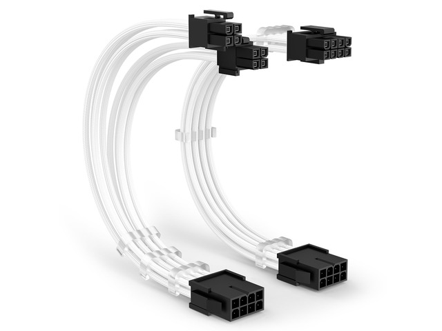 EPS 8 Pin Power Extension Cable, 11.8 inch ATX CPU Female to Male, White Braided Sleeved Cord for Motherboard, 6 Cable Combs for Neat Organization,...