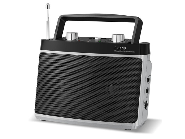 Portable AM FM Bluetooth Stereo Radio, AC & Battery Powered 5W True Stereo Sound, Dual Speaker, Aux Input, Headphone Jack, For Elderly Seniors,...